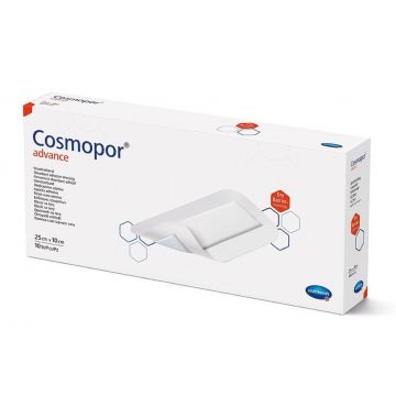 Plasture steril cu corp absorbant si margini autoadezive, 25x10 cm, 10 plasturi, Cosmopor
