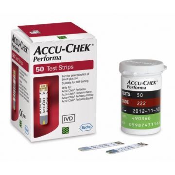 Teste glucometru Accu-Chek Performa, 50 bucati, Roche