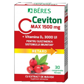 Vitamina C 1500 mg + Vitamina D3 3000 UI Ceviton, 30 comprimate filmate, Beres