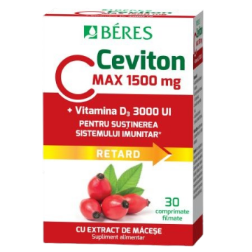 Vitamina C 1500 mg + Vitamina D3 3000 UI Ceviton, 30 comprimate filmate, Beres