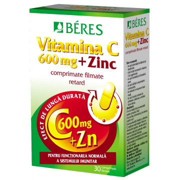 Vitamina C 600 mg + Zinc, 30 comprimate, Beres