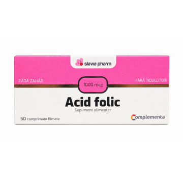 Acid folic 1000mcg, 50 comprimate, Slavia Pharm