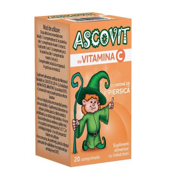 Ascovit cu aroma de piersica 100 mg, 20 comprimate, Omega Pharma