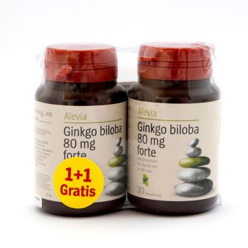 Pachet Ginkana Ginkgo biloba 80mg forte 1+1 Gratuit, 2 x 30 comprimate, Alevia