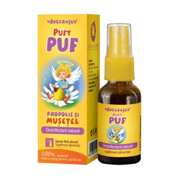 PufyPuf spray propolis si musetel, 20 ml, Dacia Plant