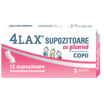 Supozitoare cu glicerina pentru copii 4Lax, 12 bucati, Solacium