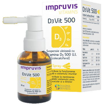 Suspensie uleioasa cu Vitamina D3 D3Vit 500, 20ml, Pharma Brands