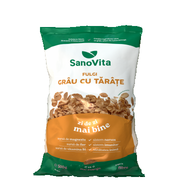 Fulgi de grau cu tarate, 500g, SanoVita Fulgi de grau cu tarate, 500g, SanoVita