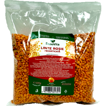 Linte rosie decorticata, 500g, SanoVita