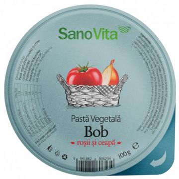 Pasta vegetala tartinabila din bob cu rosii si ceapa, 100g, SanoVita