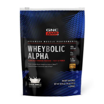 Proteina din zer cu aroma de vanilie AMP Wheybolic Alpha, 537.3g, GNC