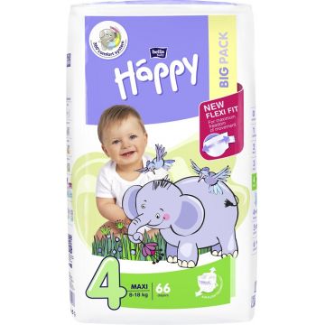 Scutece Happy Maxi 8-18kg, 66 bucati, Bella Baby