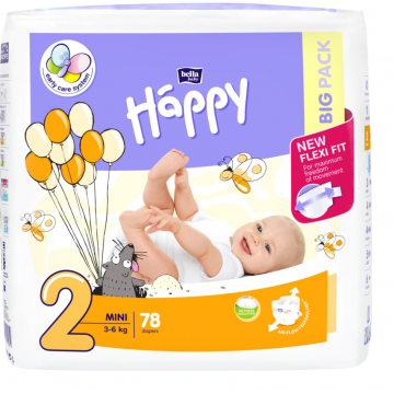 Scutece Happy Mini 3-6kg, 78 bucati, Bella Baby