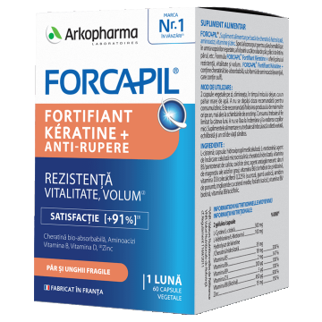  Forcapil Fortifiant Kératine Anti-Rupere+, 60 capsule, Arkopharma