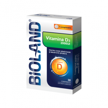 Bioland Vitamina D3, 2000UI, 30 comprimate, Biofarm