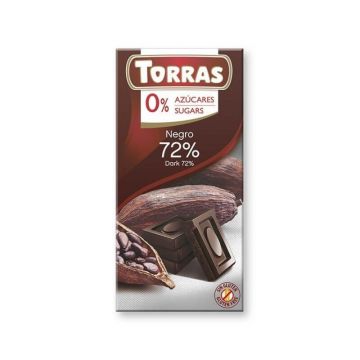 Ciocolata cu 72% cacao fara zahar si gluten 75g TORRAS