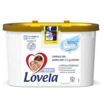 Detergent capsule pentru rufe albe si colorate, 12 capsule, Lovela Baby