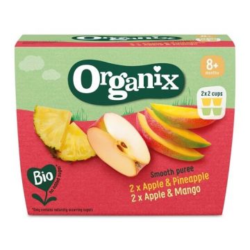 Piure ecologic Bio cu mar ananas si mango, +8 luni, 400 gr, Organix