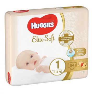 Scutece Elite Soft Nr. 1, 3-5 kg, 84 buc, Huggies