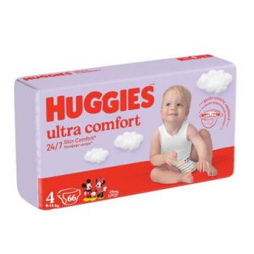 Scutece Ultra Comfort, Nr. 4, 8-14 kg, 66 buc, Huggies