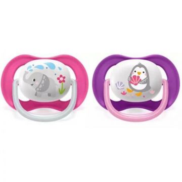 Suzete Ultra Air Philips Avent, 6-18 luni, Roz si Mov SCF080/08, Philips