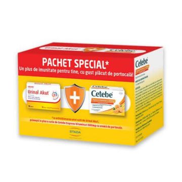 Pachet Urinal Akut 10 tablete + Cetebe Express Vit C 600 mg 30 comprimate, Walmark
