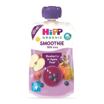 Smoothie cu mere, pere si afine, 120 ml, Hipp