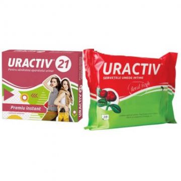 Pachet Uractiv, 21 capsule + şervețele umede, Fiterman Pharma 