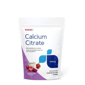 Gnc Calciu Citrat Caramele Cu Aroma Naturala De Fructe De Padure Si Frisca, 30 Caramele