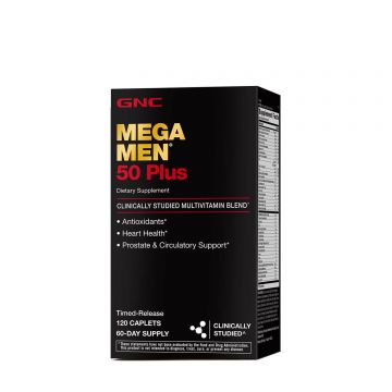 Gnc Mega Men 50 Plus, Complex De Multivitamine Pentru Barbati 50 Plus, 120 Tb