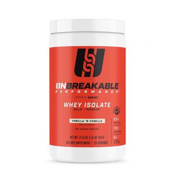 Gnc Unbreakable Performance Whey Isolate, Izolat Proteic Din Zer Cu Aroma De Vanilie, 610 G