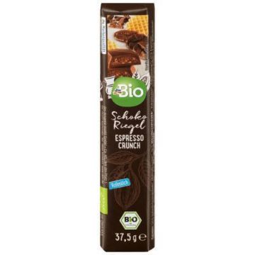 DmBio Baton de ciocolată cu lapte, espresso și crunch, 37,5 g