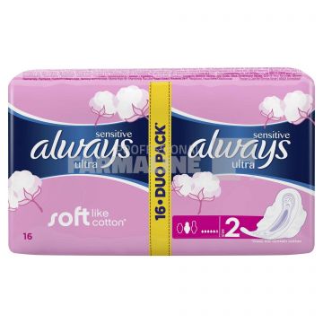 Always Sensitive Ultra Super  Plus  Duo Absorbante 16 bucati