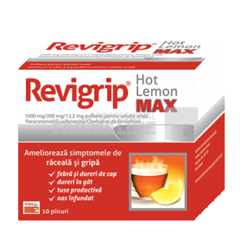 Revigrip hot lemon max pulbere pentru solutie orala 10 plicuri