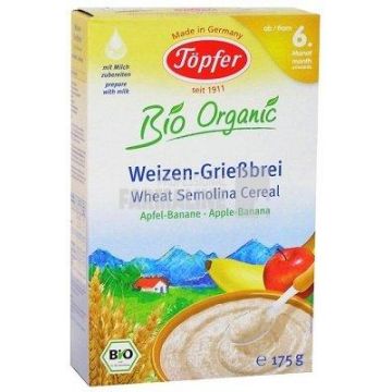 Topfer Bio Organic Cereale Gris de Grau cu Mere si Banane 6+ luni 175 g
