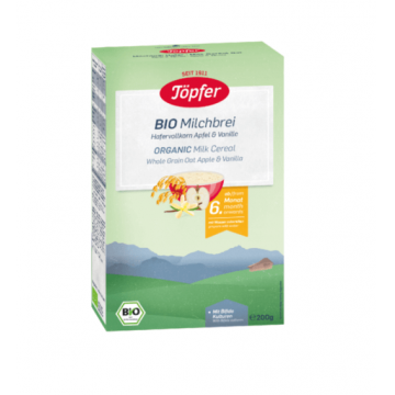 Topfer Bio Organic Cereale Ovaz cu Lapte Mere si Vanilie 6+ luni 200 g