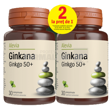 Alevia Pachet Ginkana Ginkgo 50+ 30 comprimate 1 + 1 Gratis