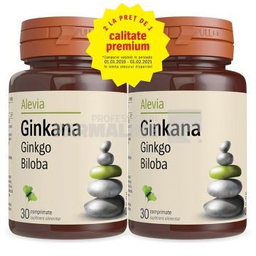 Alevia Pachet Ginkana Ginkgo Biloba 40 mg 30 comprimate 1 + 1 Gratis