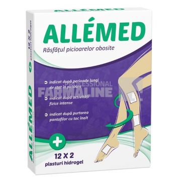 Allemed Plasturi hidrogel pentru picioare obosite 10 cm x 12 cm 2 bucati