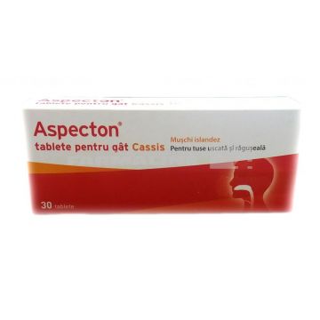 Aspecton Tablete pentru gat Cassis 30 tablete