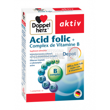 Doppelherz Aktiv Acid folic + Complex de vitamina B retard 30 comprimate