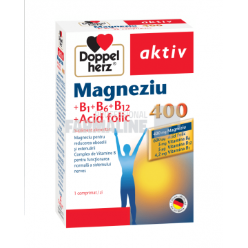 Doppelherz Aktiv Magneziu 400 + B1 + B6 + B12 + Acid folic 30 comprimate