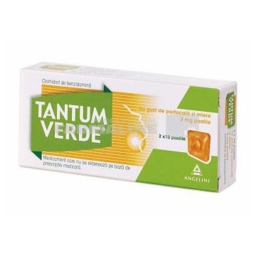 Tantum verde cu gust de portocala si miere 3 mg 20 dropsuri