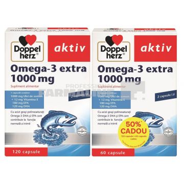 Doppelherz Aktiv Omega 3 Extra 1000 mg 120 capsule + 60 capsule Cadou