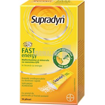 Supradyn Fast Energy 10 Plicuri granule orodispersabile cu dizolvare rapida Multivitamine si Coenzima Q10