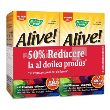 Alive! fara fier 30 tablete 1 + 1 50% din al II lea comprimate