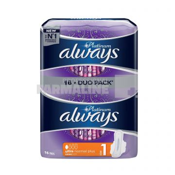 Always Platinum Ultra Normal Plus Duo Pack Absorbante Size1 16 bucati