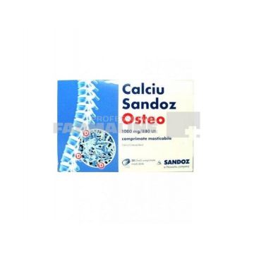 Calciu Sandoz Osteo 1000 mg/880 UI 30 coprimate masticabile