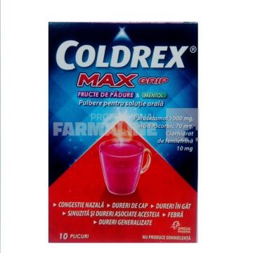 Coldrex Maxgrip cu Fructe de padure si Mentol 10 plicuri