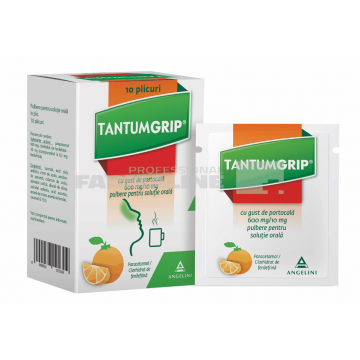 Tantum Grip cu gust de portocala 600 mg/10 mg 10 plicuri